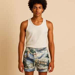 Off-White Virgil Abloh Main Label Artist Print Shorts Mens 48 M Italy Streetwear